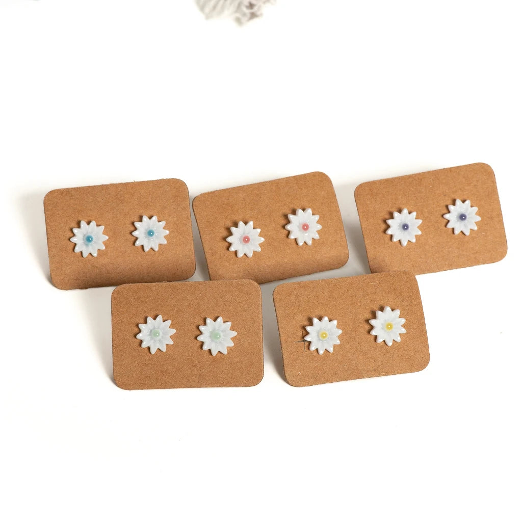 Handmade Ceramic Sunflower Stud Earrings for Women Cute Floral Jewelry Lightweight Clay Accessories Gift S001199